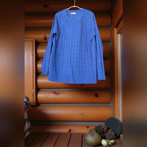 Croft & Barrow The Extra Soft Cabled Crew Neck Sweater Flynn Navy Large (EUC) - Picture 7 of 11